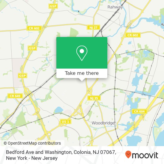 Mapa de Bedford Ave and Washington, Colonia, NJ 07067