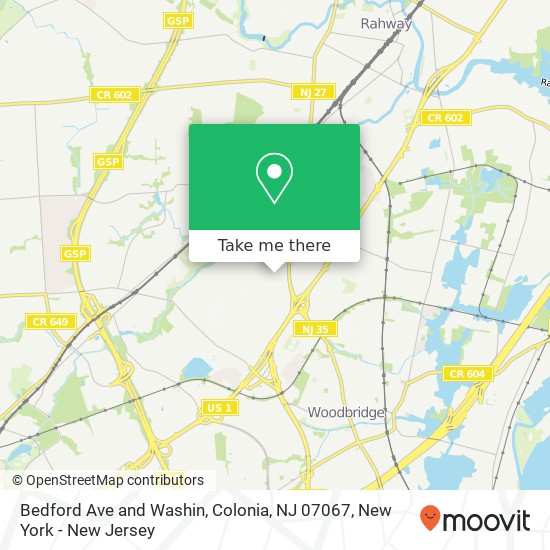 Mapa de Bedford Ave and Washin, Colonia, NJ 07067