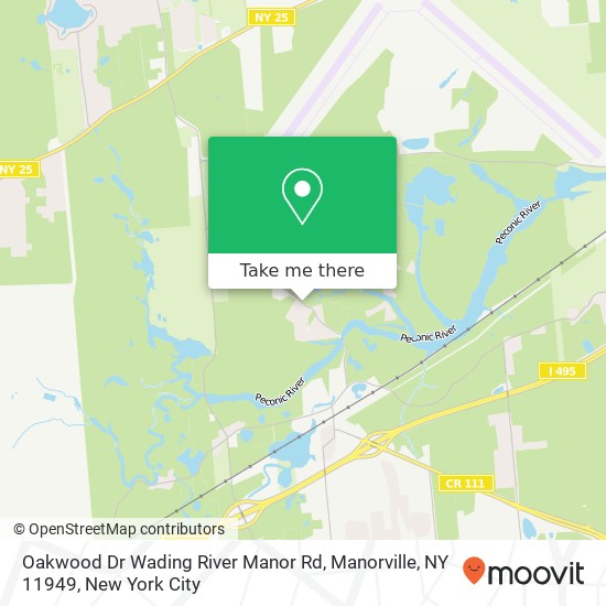 Mapa de Oakwood Dr Wading River Manor Rd, Manorville, NY 11949