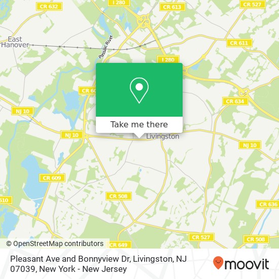 Pleasant Ave and Bonnyview Dr, Livingston, NJ 07039 map