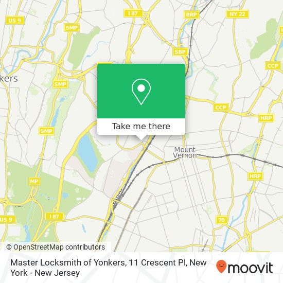 Mapa de Master Locksmith of Yonkers, 11 Crescent Pl