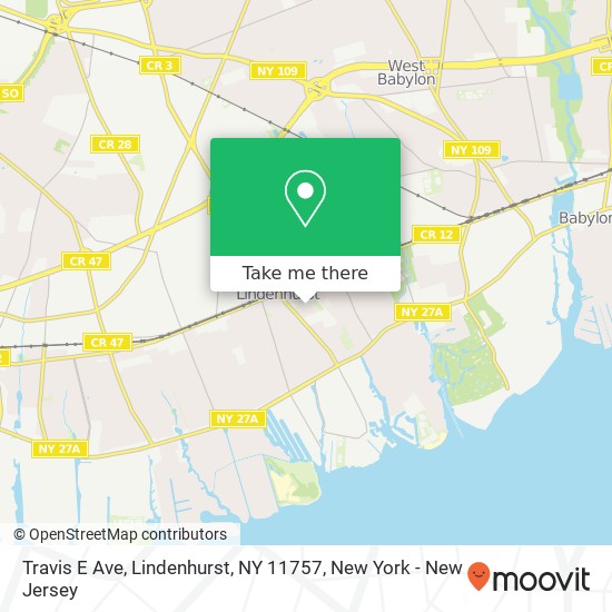 Mapa de Travis E Ave, Lindenhurst, NY 11757