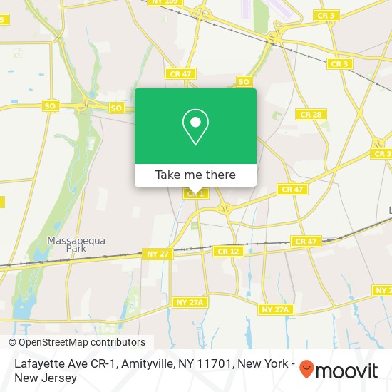 Lafayette Ave CR-1, Amityville, NY 11701 map