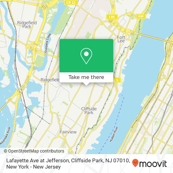 Mapa de Lafayette Ave at Jefferson, Cliffside Park, NJ 07010