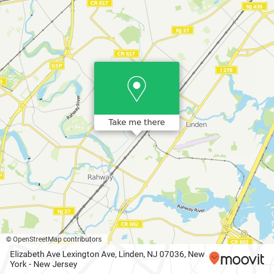 Mapa de Elizabeth Ave Lexington Ave, Linden, NJ 07036