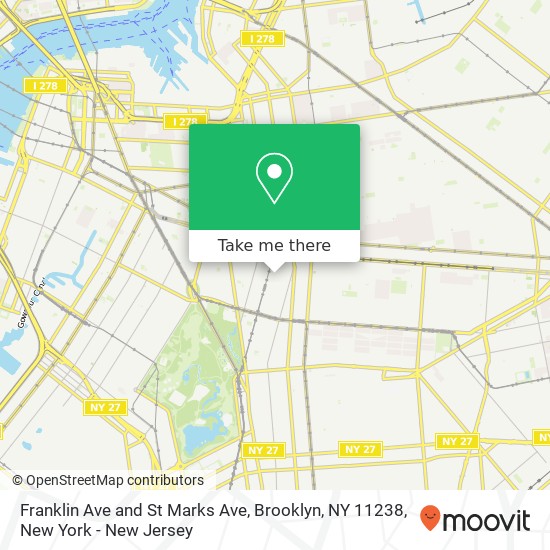 Mapa de Franklin Ave and St Marks Ave, Brooklyn, NY 11238