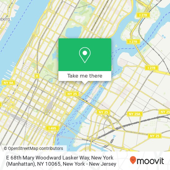 Mapa de E 68th Mary Woodward Lasker Way, New York (Manhattan), NY 10065