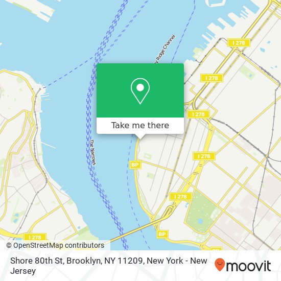 Mapa de Shore 80th St, Brooklyn, NY 11209