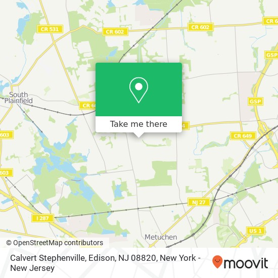 Mapa de Calvert Stephenville, Edison, NJ 08820