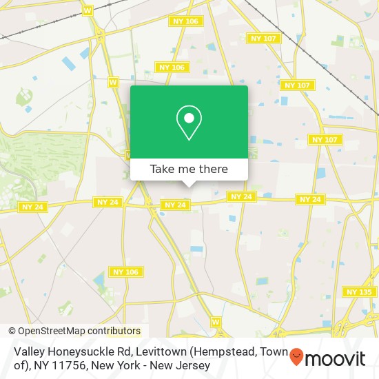 Mapa de Valley Honeysuckle Rd, Levittown (Hempstead, Town of), NY 11756