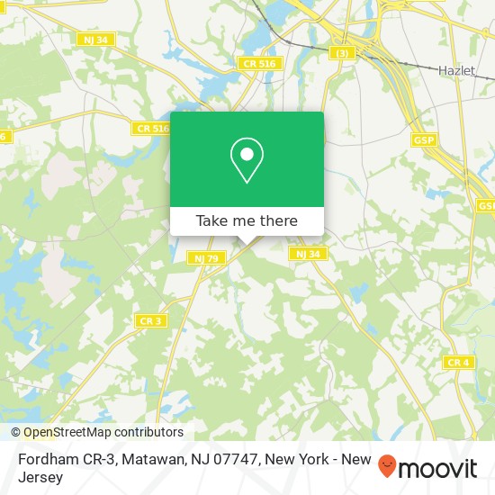 Mapa de Fordham CR-3, Matawan, NJ 07747