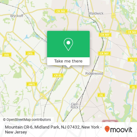 Mapa de Mountain CR-6, Midland Park, NJ 07432