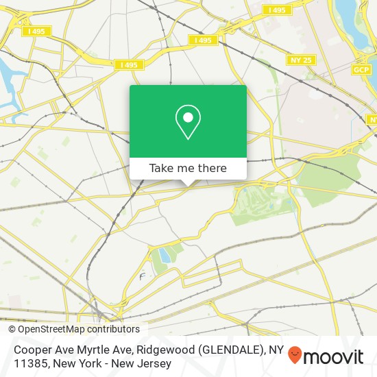 Mapa de Cooper Ave Myrtle Ave, Ridgewood (GLENDALE), NY 11385