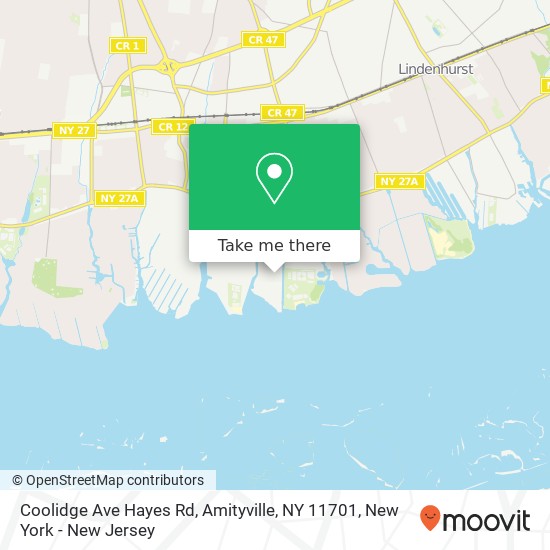 Coolidge Ave Hayes Rd, Amityville, NY 11701 map