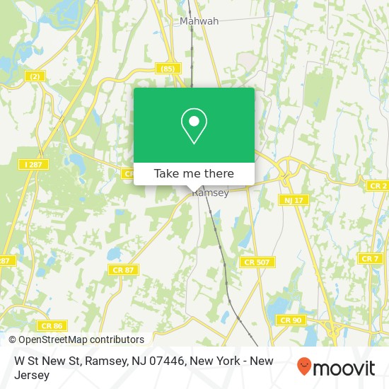 Mapa de W St New St, Ramsey, NJ 07446