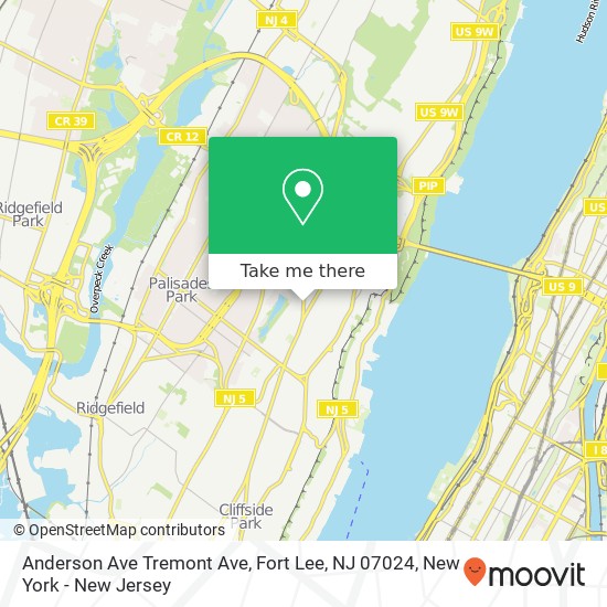 Anderson Ave Tremont Ave, Fort Lee, NJ 07024 map