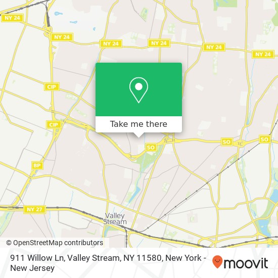 Mapa de 911 Willow Ln, Valley Stream, NY 11580
