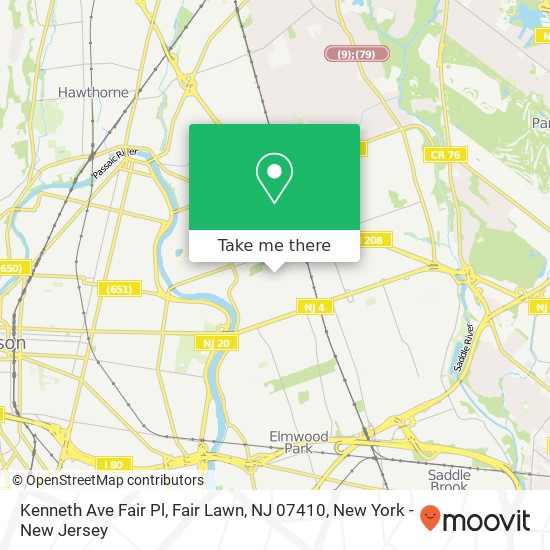 Mapa de Kenneth Ave Fair Pl, Fair Lawn, NJ 07410