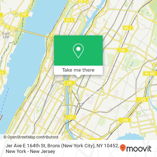 Mapa de Jer Ave E 164th St, Bronx (New York City), NY 10452