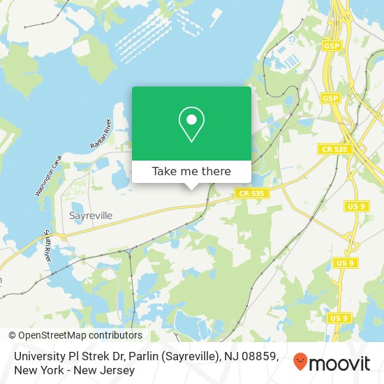 Mapa de University Pl Strek Dr, Parlin (Sayreville), NJ 08859