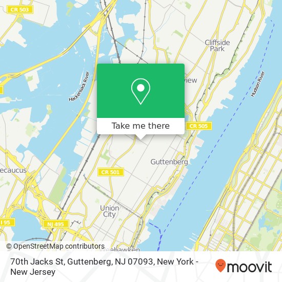 Mapa de 70th Jacks St, Guttenberg, NJ 07093