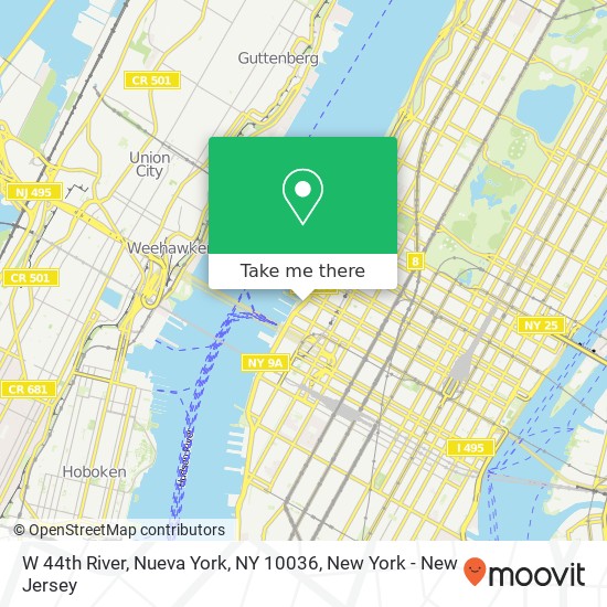 W 44th River, Nueva York, NY 10036 map