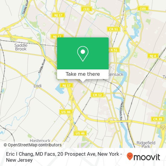 Mapa de Eric I Chang, MD Facs, 20 Prospect Ave