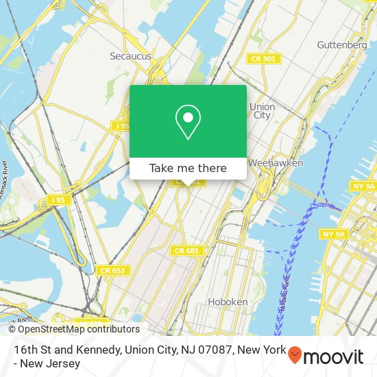 Mapa de 16th St and Kennedy, Union City, NJ 07087