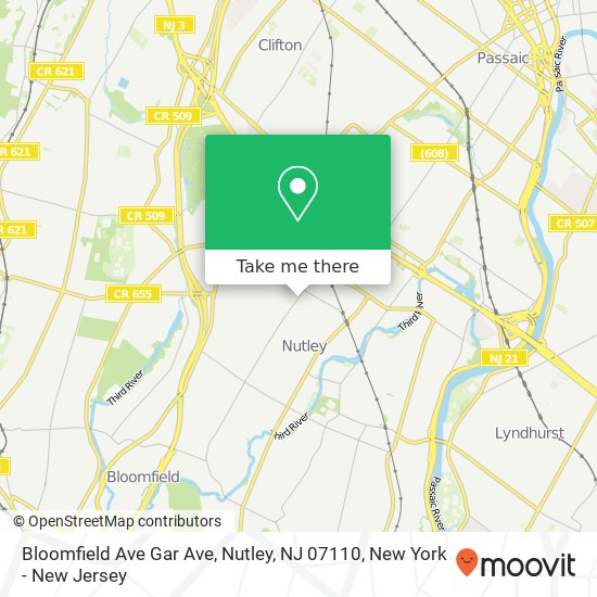 Bloomfield Ave Gar Ave, Nutley, NJ 07110 map