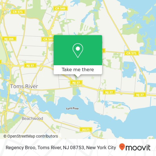 Mapa de Regency Broo, Toms River, NJ 08753