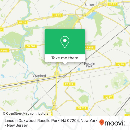 Mapa de Lincoln Oakwood, Roselle Park, NJ 07204