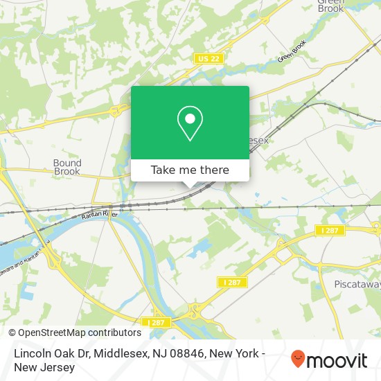 Mapa de Lincoln Oak Dr, Middlesex, NJ 08846