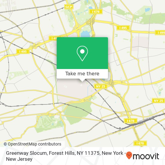 Mapa de Greenway Slocum, Forest Hills, NY 11375
