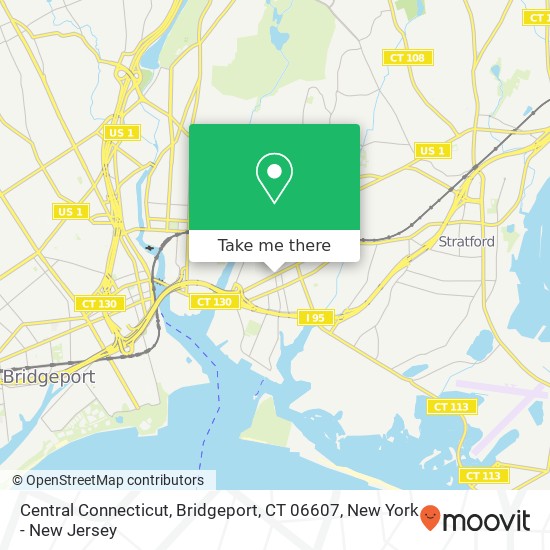 Mapa de Central Connecticut, Bridgeport, CT 06607