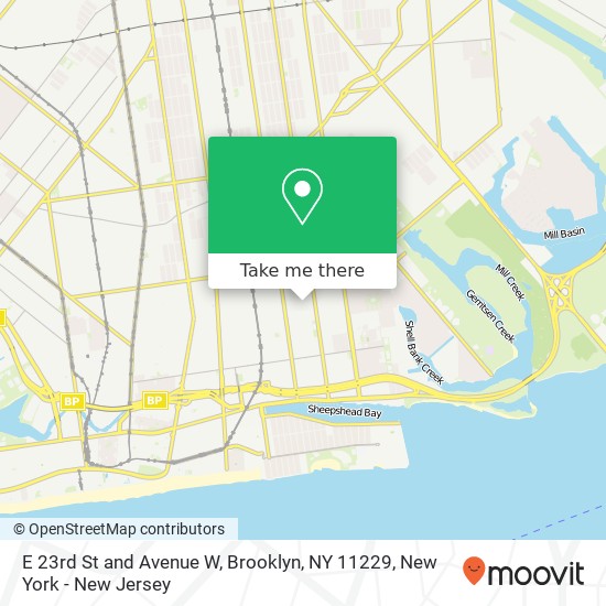 Mapa de E 23rd St and Avenue W, Brooklyn, NY 11229