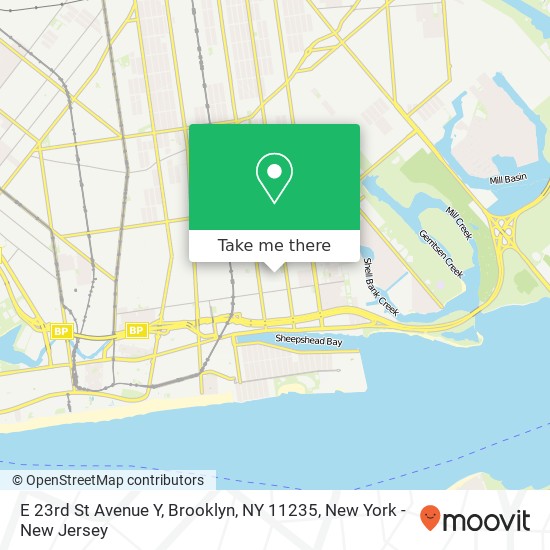 Mapa de E 23rd St Avenue Y, Brooklyn, NY 11235