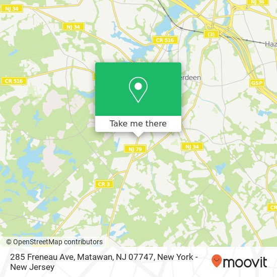 Mapa de 285 Freneau Ave, Matawan, NJ 07747