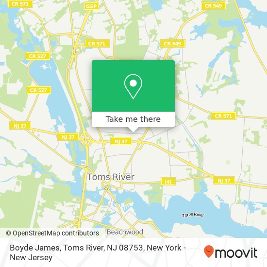 Mapa de Boyde James, Toms River, NJ 08753