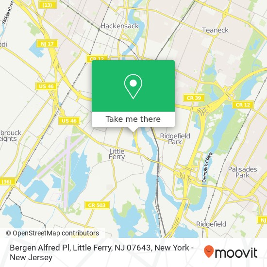 Mapa de Bergen Alfred Pl, Little Ferry, NJ 07643