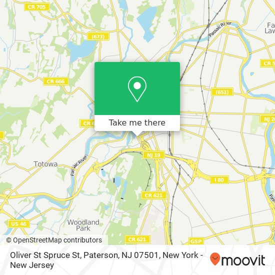 Mapa de Oliver St Spruce St, Paterson, NJ 07501