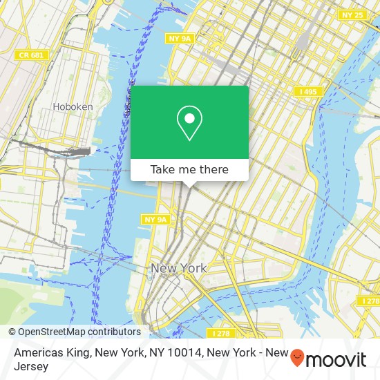 Americas King, New York, NY 10014 map