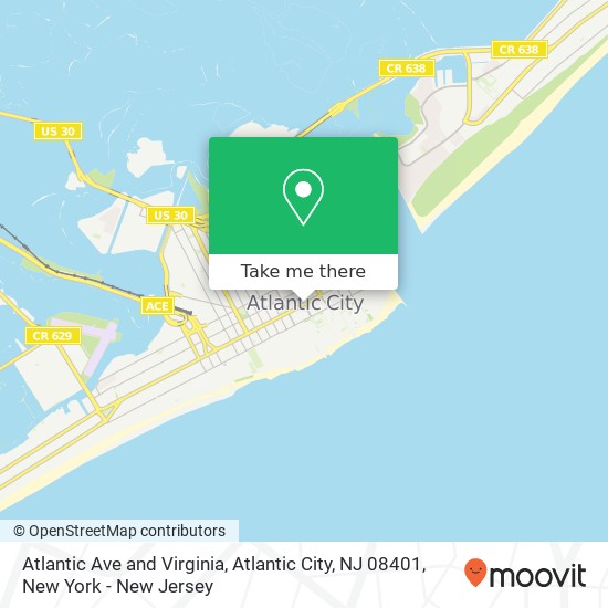 Mapa de Atlantic Ave and Virginia, Atlantic City, NJ 08401