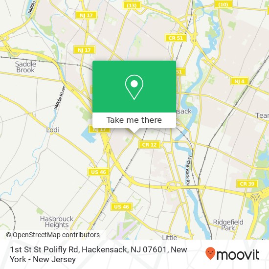 1st St St Polifly Rd, Hackensack, NJ 07601 map