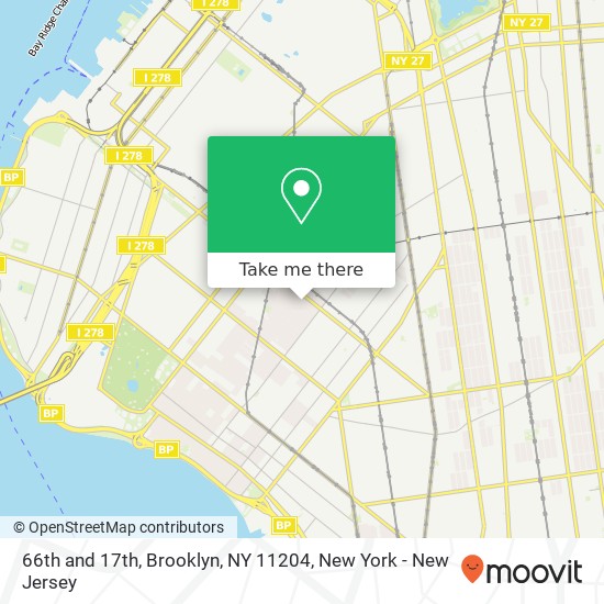 66th and 17th, Brooklyn, NY 11204 map