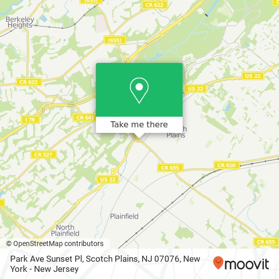 Mapa de Park Ave Sunset Pl, Scotch Plains, NJ 07076