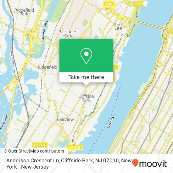 Anderson Crescent Ln, Cliffside Park, NJ 07010 map