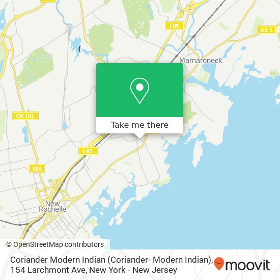 Mapa de Coriander Modern Indian (Coriander- Modern Indian), 154 Larchmont Ave