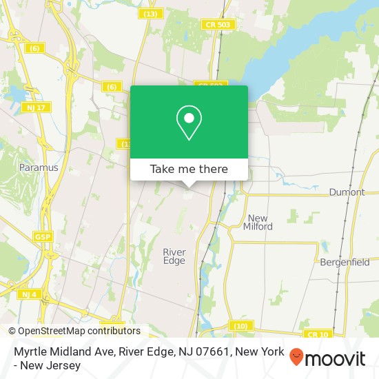 Mapa de Myrtle Midland Ave, River Edge, NJ 07661