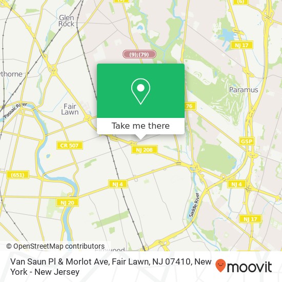 Mapa de Van Saun Pl & Morlot Ave, Fair Lawn, NJ 07410