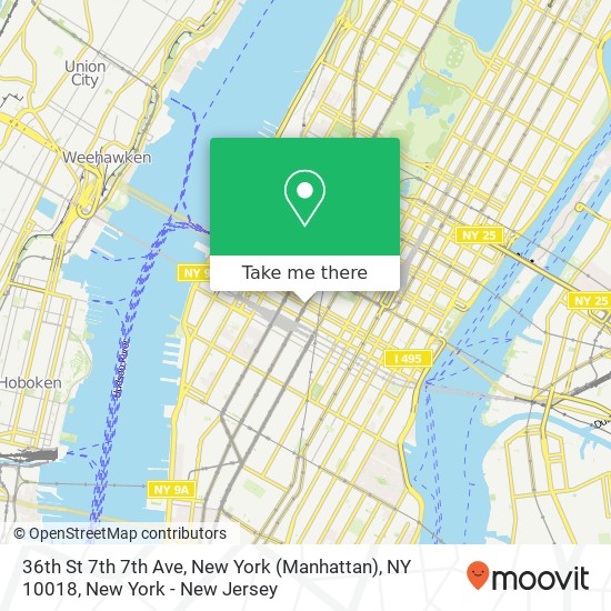 Mapa de 36th St 7th 7th Ave, New York (Manhattan), NY 10018